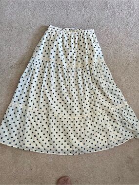 Abercrombie and Fitch Boho Polka Dot Skirt - Cream with Navy Dots